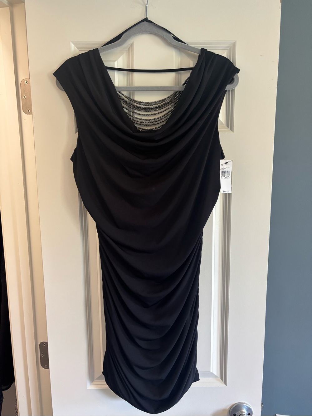 BCX Black Chain-Back Ruched Mini Dress - Picture 2 of 6